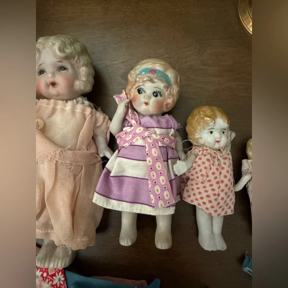Set of 5 Frozen Charlotte porcelain bisque dolls Antique - Picture 5 of 11